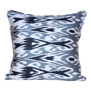 Grey & Black Ikat Pillow For Sale