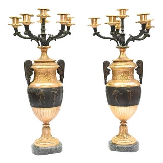 English Gilt and Bronze Candelabras, 1880, Set of 2 For Sale