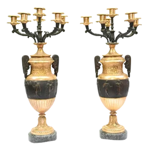 English Gilt and Bronze Candelabras, 1880, Set of 2