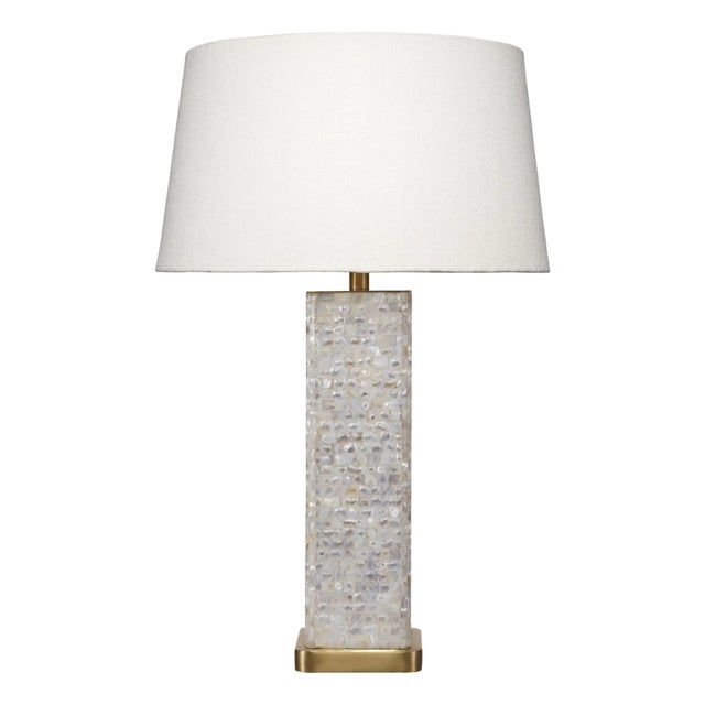 Jamie Young Preston Mother of Pearl Table Lamp with Linen Shade For Sale
