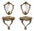 Wall-Mounted Console Tables with Mirrors and Wall Lamps, 1940s, Set of 4 For Sale