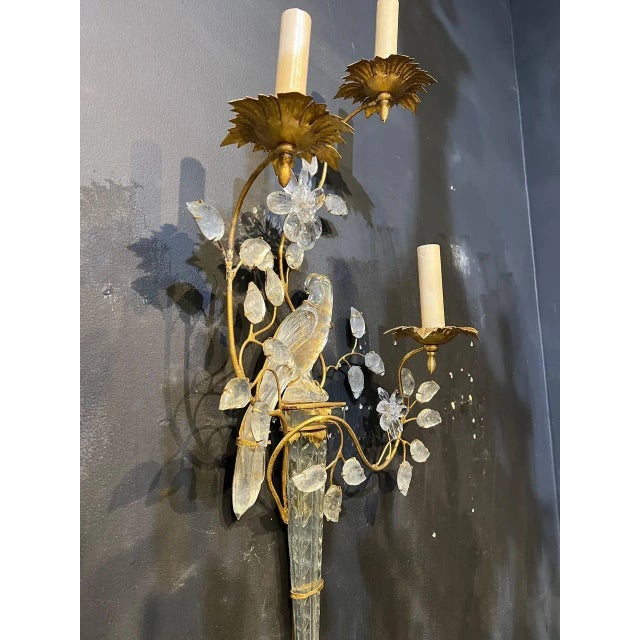 1930s 1930s Bagues Gilt Metal Bird Sconces Three Light For Sale - Image 5 of 9