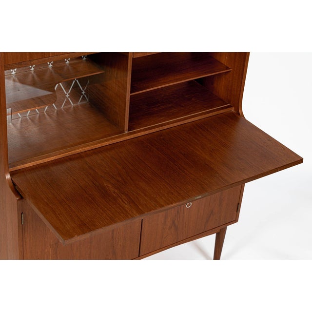 Mid-Century Danish Modern Teak Secretary Desk Cabinet 1960s For Sale - Image 10 of 16