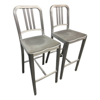Emeco Navy Bar Stools, Pair For Sale