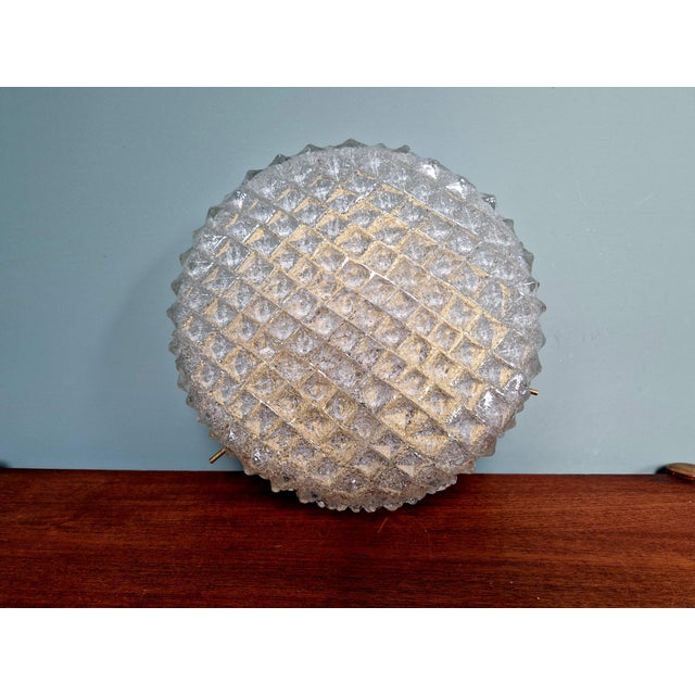 Large Ceiling Light in Brass and Frosted Glass from Hillebrand Lightning, 1970s For Sale - Image 9 of 17