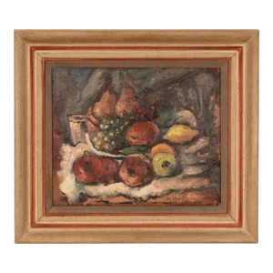 American Abstract Expressionist California Oil Canvas Painting Still Life by Hans Gustav Burkhardt1937