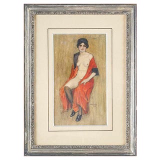 Franz Windhager, Portrait, Pencil and Watercolour Drawing on Paper For Sale