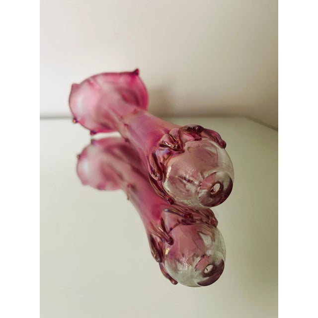 Vintage Art Nouveau Style Cranberry Glass Bud Vase For Sale - Image 4 of 6