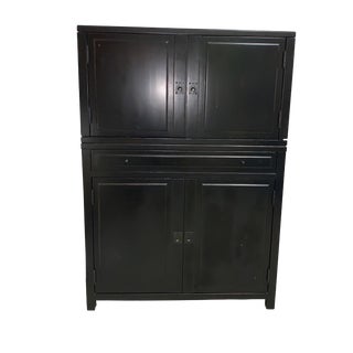 Clyde Bar Cabinet Pottery Barn Mahogany Wood Black For Sale