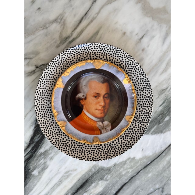 Orange Vintage Wolfgang Amadeus Mozart Decorative Plate For Sale - Image 8 of 9