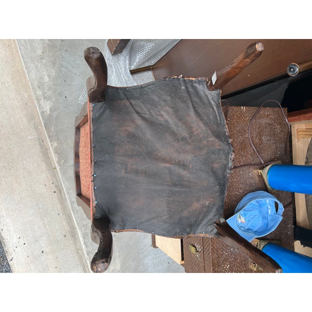 Petite French Slipper Chair With Silk Damask Upholstery For Sale - Image 4 of 9