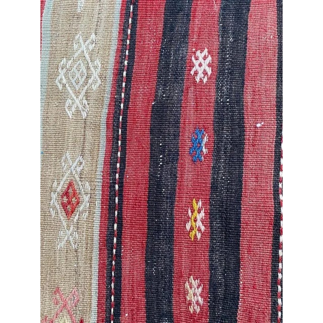 Blue Mid-Century Kurdish Runner Kilim For Sale - Image 8 of 11