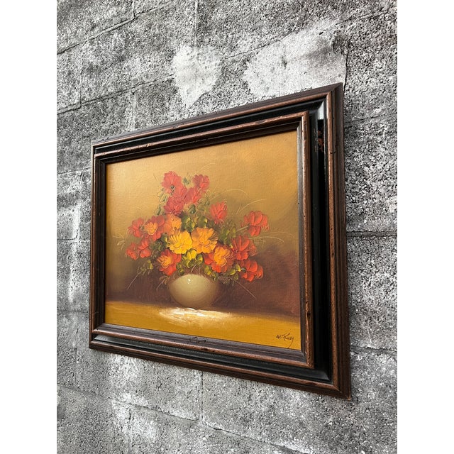 Traditional Vintage Floral Arrangement, Original Oil Painting on Canvas, Framed and Signed by the Artist. Circa 1960s For Sale - Image 3 of 15