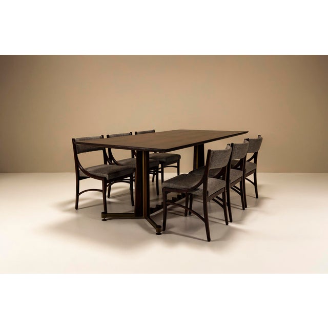 Vintage Italian Dining Table in Mahogany, Rosewood and Brushed Brass, Italy For Sale - Image 6 of 12