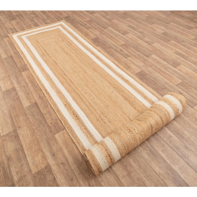 Textile White Jute Braided Handmade Bohemian Runner -2.5x15 Ft. For Sale - Image 7 of 10