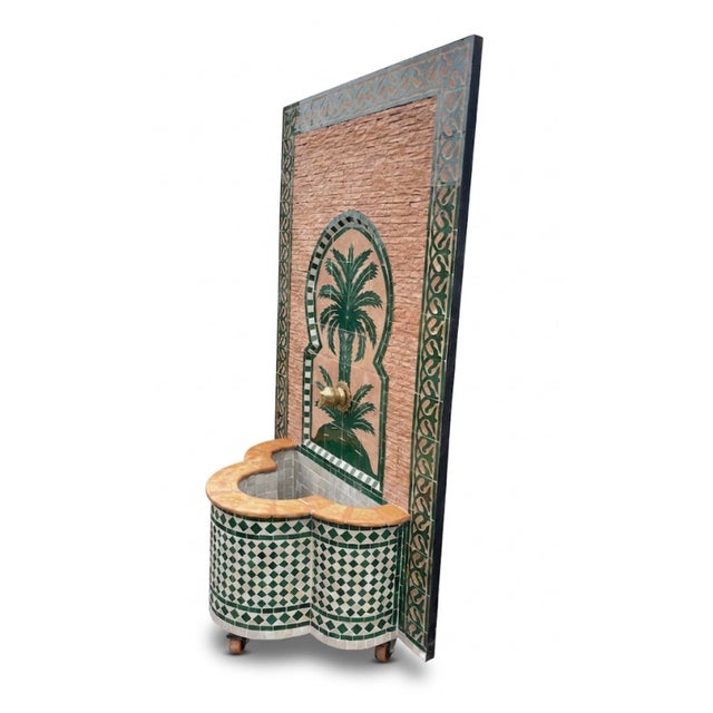 Mediterranean Vintage Handcrafted Marrakech Zellij Tile Wall Fountain For Sale - Image 3 of 7