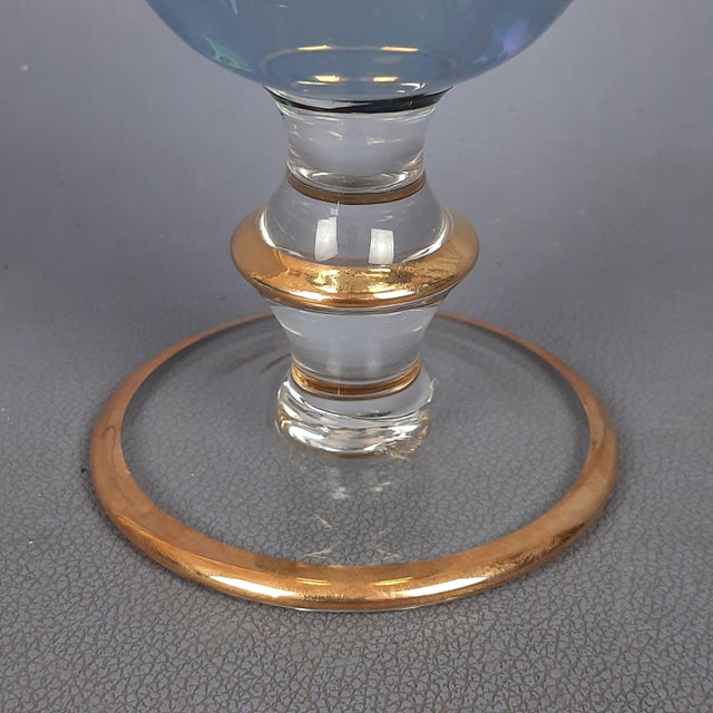 Blue and Pink Murano Glass and 24 Karat Gold His and Hers Goblets, 1970s, Set of 2 For Sale - Image 10 of 12
