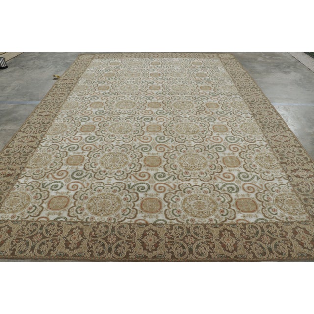 Hand-knotted in wool and silk in our most luxurious Nepalese pile, this 10x14 modern rug features an especially notable...