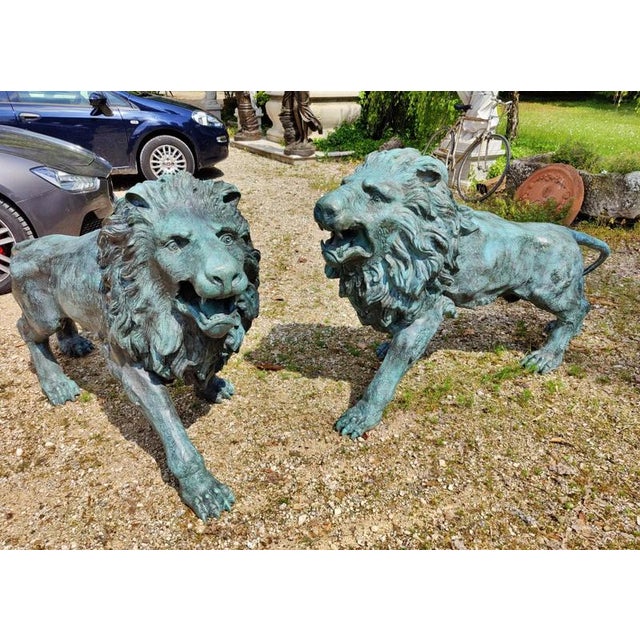 An important pair of Venetian bronze lions, late 19th century from Venice, private collection. Of fantastic quality, they...