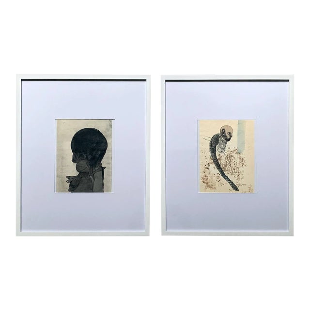 Framed Work on Paper by Jose Luis Cuevas - Pair For Sale
