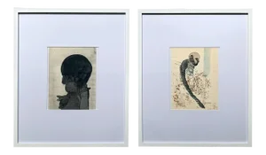 Framed Work on Paper by Jose Luis Cuevas - Pair