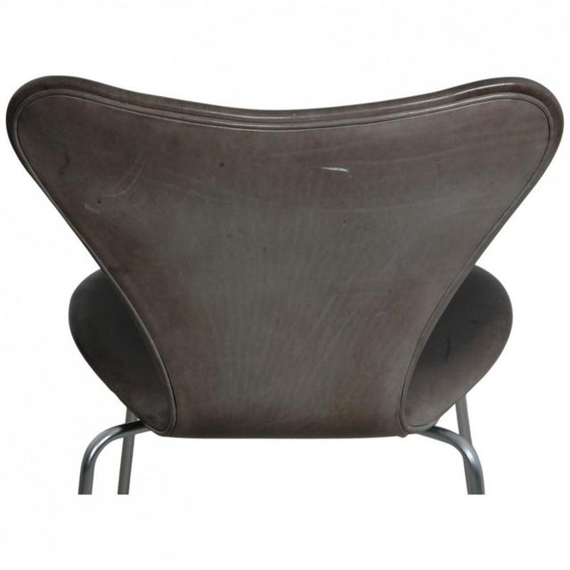Black Seven Chairs in Patinated Black Anilin Leather by Arne Jacobsen, 2000s, Set of 4 For Sale - Image 8 of 18