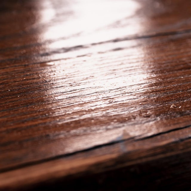 Brutalist Brown Oak Bench For Sale - Image 10 of 18