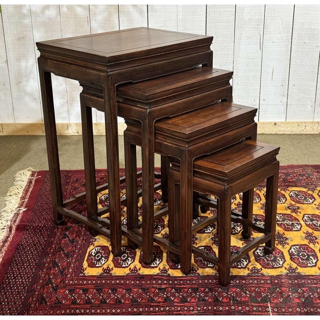 Nesting Mahogany Tables, 1970s, Set of 4 For Sale - Image 14 of 14