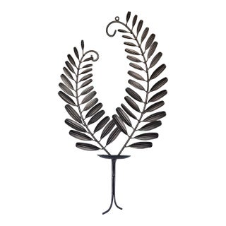 1960s Vintage Wrought Iron Tall Candle Holder Wall Decor For Sale