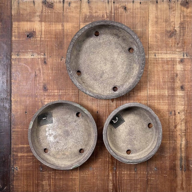 1950s Vintage Round Bonsai Pots, Japan, 1950s, Set of 3 For Sale - Image 5 of 18