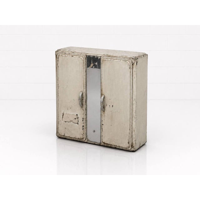 Industrial Vintage French Metal Medicine Cabinet, 1940s For Sale - Image 3 of 13