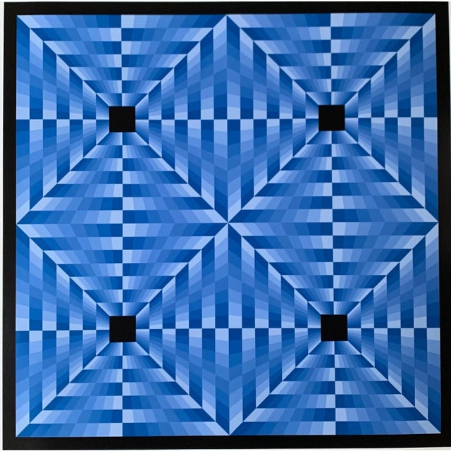 tribute to Vasarely 6 blue 1972 For Sale - Image 6 of 6