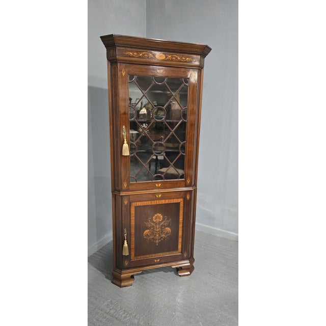Inlaid Mahogany Cabinet, 1900s For Sale - Image 3 of 15