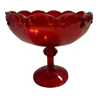 Vintage Indiana Glass Ruby Red Candy Dish For Sale