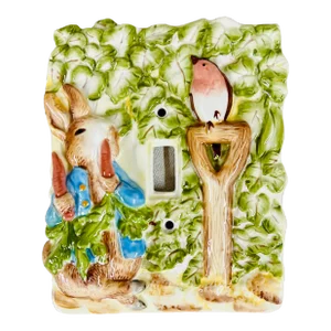 Rare Hand Painted Late 20th Century Beatrix Potter Light Switch Cover