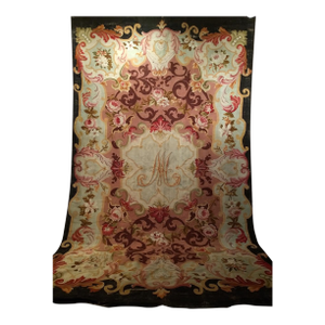Antique French Aubusson Rug, Handwoven Wool Pile, Floral Design, 1800s, 9' X 14'