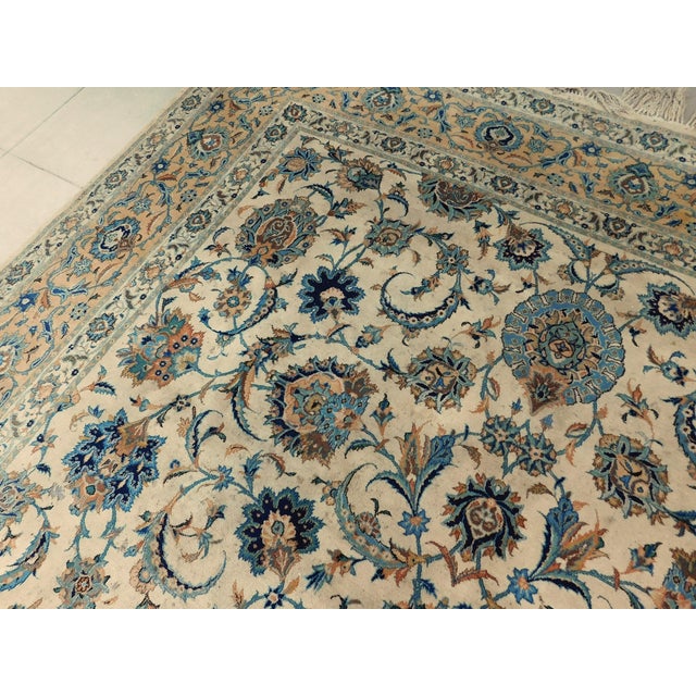 Textile Distressed Vintage Persian Kashan Rug. 10'x 13'4" For Sale - Image 7 of 17