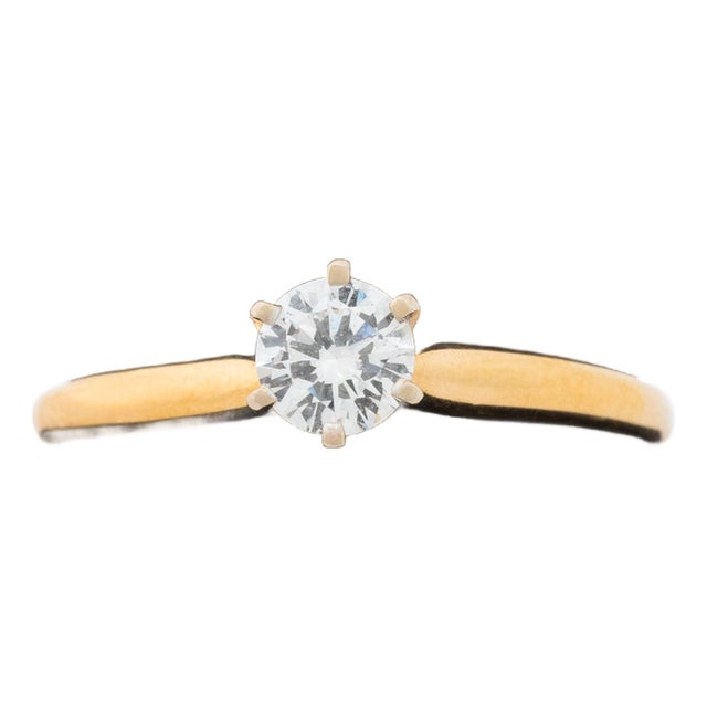 14k Yellow Gold, White Gold, & Diamond Solitaire Ring For Sale