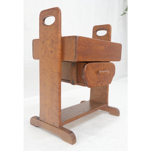 Unusual Solid Colonial Maple Gallery Top Side End Table One Drawer MINT For Sale - Image 4 of 16