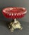 Ruby Red Vintage 1973 Brass Footed Ruby Red Diamond Cut Glass Compote Dish For Sale - Image 8 of 12