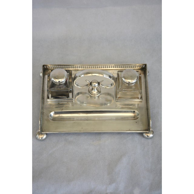 English Walker and Hall Silver Plated Ink Stand Desk Stand from Sheffield, 1880s For Sale - Image 11 of 16