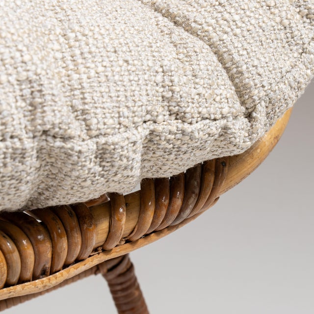 1960s French Tan Bamboo Upholstered Bowl Chair For Sale - Image 12 of 15