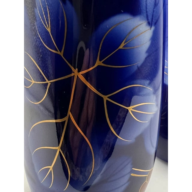 Blue Fukagawa Seijji Cobalt Blue Sake Bottles For Sale - Image 8 of 11