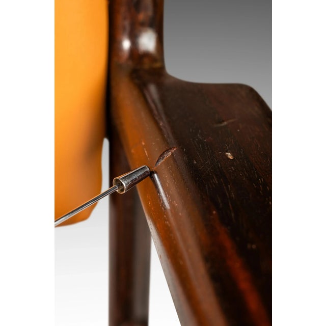 Set of 4 Danish Modern Arm Chairs in Solid Mahogany & Caramel Leather by Danish Overseas Imports, Circa 1960's For Sale - Image 11 of 12