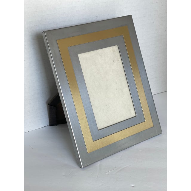 Italian Italian 1970's Steel and Brass Picture Frame For Sale - Image 3 of 7