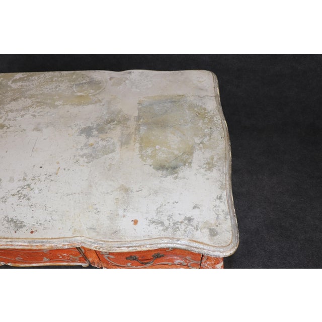 Brick Red Italian Venetian Style Heavily Distressed Paint Decorated Writing Desk For Sale - Image 8 of 16