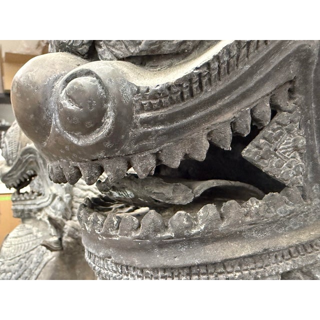 Black Vintage Singha Guardian Lion Sculptures, Set of Two For Sale - Image 8 of 12