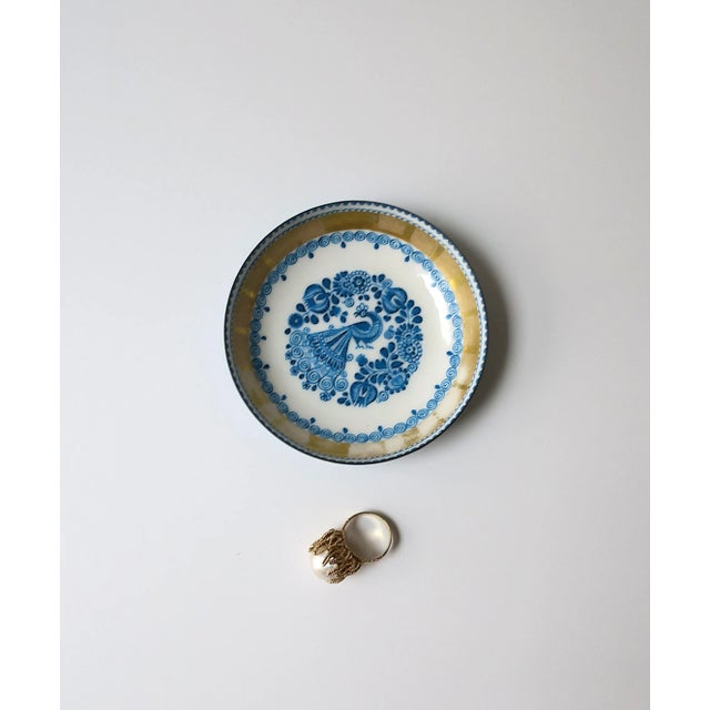 Mid 20th Century Austrian Porcelain Enamel Bowl Jewelry Dish Peacock Bird For Sale - Image 5 of 11
