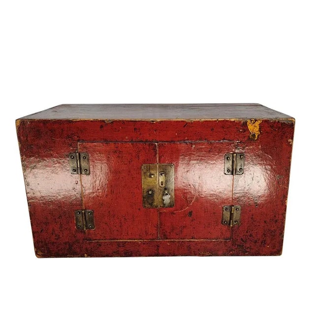 Early 19th Century Early 19th Century Red Stacked Antique Trunks For Sale - Image 5 of 10