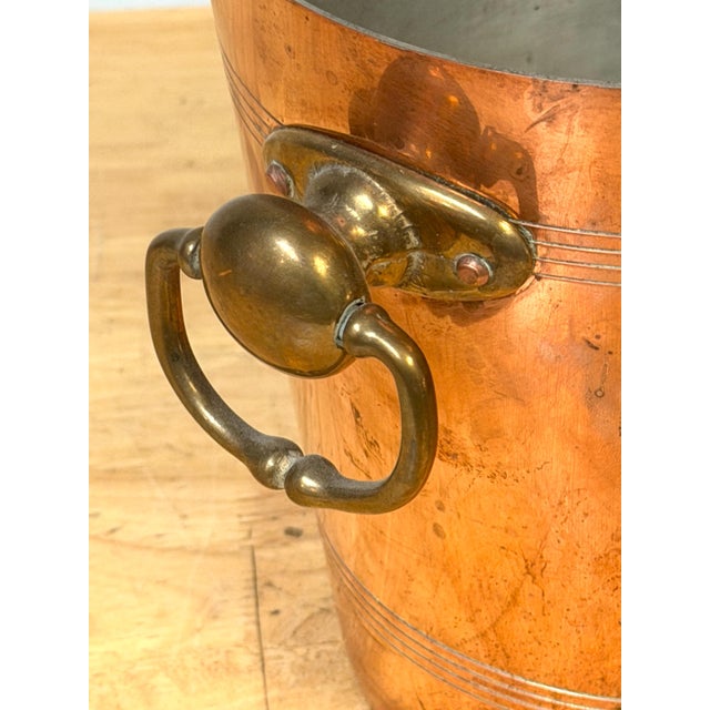 Vintage French Copper & Brass Champagne Bucket Stamped “Made in France”, 1950s For Sale - Image 4 of 12